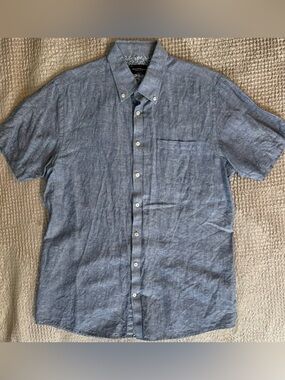 Bruun & Stengade Blue Linen Blend Shirt Modern Fit 15.75